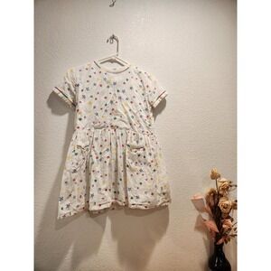 Stella McCartney Kids Star Embroidered Dress Size 8Y White‎ Cotton Pockets multi